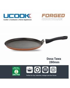 UCOOK by United Ekta Engg. Non-Stick Forged Aluminium Induction Dosa Tawa 280 mm, Gold and Black Spatter Finish