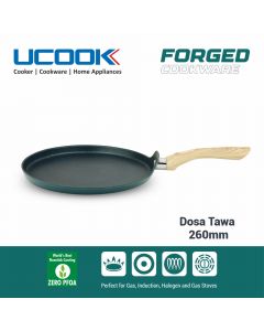 UCOOK By United Ekta Engg. Non-Stick Forged Aluminium Induction Dosa Tawa 260 mm, Green and Gold Spatter Finish