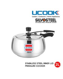 UCOOK Stainless Steel Silvo Induction Pressure Cooker, 2 Litre, Silver