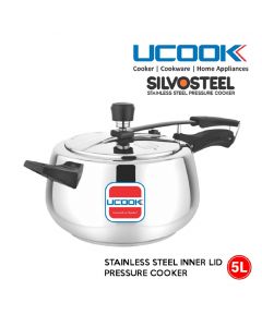 UCOOK Stainless Steel Silvo Induction Pressure Cooker, 5 Litre, Silver