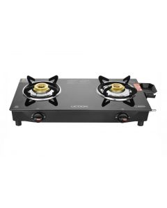 Junto Z1 Series 2 Burner Manual Gas Stove with Glass Top, Bonnet Stand, Kalchi/Lighter Stand
