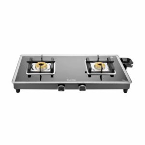 Junto A Series XL 2-Burner Glass Cooktop, Black & Silver
