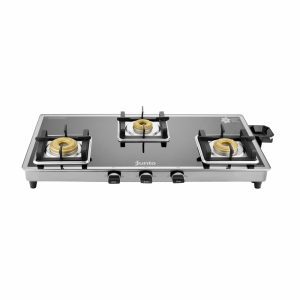 Junto A Series XL 3-Burner Glass Cooktop, Black & Silver