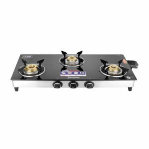 Junto C Series 3-Burner Gas Stove | Black Glass Cooktop