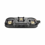 Junto 3-Burner MS Euro Coated Body Steel Cooktop, Black