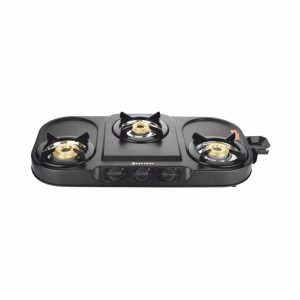 Junto 3-Burner MS Euro Coated Body Steel Cooktop, Black