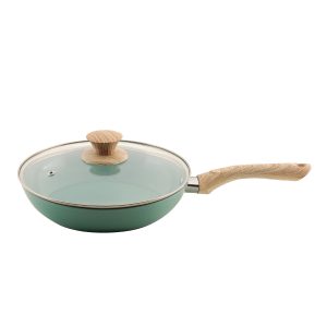 UCOOK Forged Ceramic Mint Green Frypan with Glass Lid, 280mm/3L