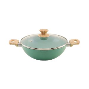UCOOK Forged Ceramic 1.6L Kadai with Glass Lid , 200mm