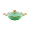 UCOOK Forged Ceramic Mint Green Kadai with Glass Lid, 280mm/4L