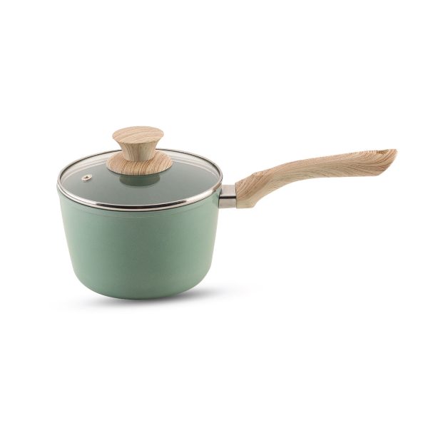 UCOOK Forged Ceramic Mint Green  1.75L Saucepan with Glass Lid, 160mm