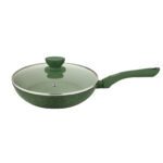 UCOOK Forged Nonstick 1.6L Kadai with Glass Lid | 200mm, Gold Spatter