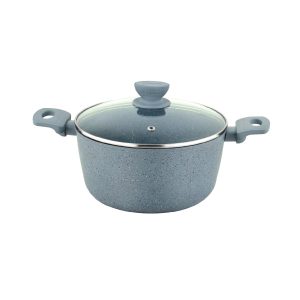 UCOOK Forged Nonstick Casserole with Glass Lid, Spatter Grey, 260mm/5L