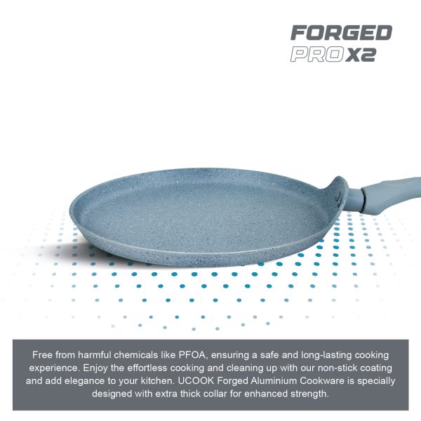 UCOOK Forged Nonstick Raised Lip Dosa Tava, Spatter Grey, 260 mm - Image 4