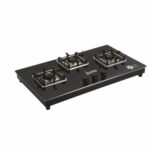 Junto 3-Burner Gas Hobtop Forged Brass Burner with Black Glass