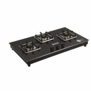 Junto 3-Burner Gas Hobtop Forged Brass Burner with Black Glass