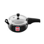 UCOOK Big Belly O Twin 5.5L Hard Anodised Pressure Cooker , SS Lid, Outer Lid, Induction, Black