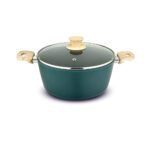 UCOOK Forged Nonstick Casserole with Glass Lid, Teal Blue, 240mm/4L