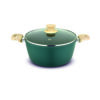 UCOOK Forged Nonstick Casserole with Glass Lid, Teal Blue+Gold Spatter, 240mm/4L