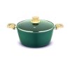 UCOOK Forged Nonstick Casserole with Glass Lid, Teal Blue + Gold Spatter, 260mm/5L