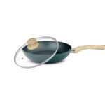 UCOOK Forged Nonstick Frypan 1.2L with Glass Lid | 200mm, Teal Blue & Gold Spatter