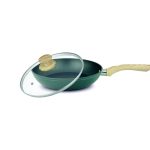 UCOOK Forged Nonstick Frypan with Glass Lid, Teal Blue+Gold Spatter, 240mm, 1.75L