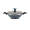 UCOOK Forged Nonstick Kadai 2.5L with Glass Lid | 240mm, Teal Blue