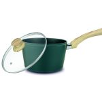UCOOK Forged Nonstick Saucepan with Glass Lid, Teal Blue+Gold Spatter, 160mm, 1.75L