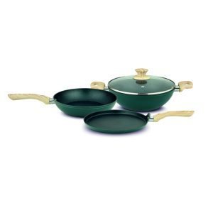 UCOOK Forged Nonstick 3+1 Induction Cookware Set (Kadai, Frypan, Dosa Tava, Glass Lid)