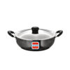 UCOOK Hard Anodised Induction Kadai with Steel Lid, Black, 240mm/3L
