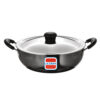 UCOOK Hard Anodised Induction Kadai with Steel Lid, Black (280mm/5L)