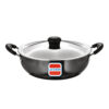 UCOOK Hard Anodised Induction Kadai with Steel Lid, Black (300mm/6 Litres)