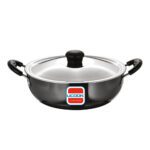 UCOOK Hard Anodised Induction Kadai with Steel Lid, Black (300mm/6 Litres)