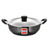 UCOOK Hard Anodised Induction Kadai with Steel Lid, Black (340mm/8 Litres)