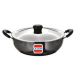 UCOOK Hard Anodised Induction Kadai with Steel Lid, Black (340mm/8 Litres)