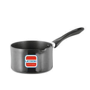UCOOK Hard Anodised Sauce Pan 145mm/1.00 Litre, Non Induction, Black