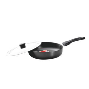UCOOK Hard Anodised Induction Deep Frypan with Steel Lid, 235mm, Black