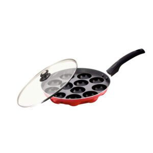 UCOOK Aluminium Nonstick Appam Patra | Glass Lid, 12 Craters
