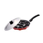 UCOOK Aluminium Nonstick Appam Patra | Steel Lid, 12 Craters