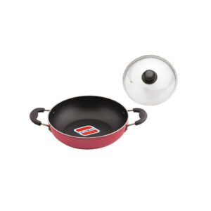 UCOOK Nonstick Induction Deep Kadai with Glass Lid, 240mm, 2.5L