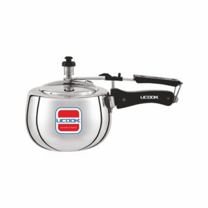 UCOOK Silvo 2L Aluminium Pressure Cooker , Bulging Shape, Inner Lid, Silver