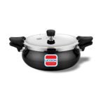 UCOOK Smart 3-in-1 3L Hard Anodised Handi Pressure Cooker , Induction, Strainer, Glass Lid, Black