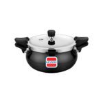 UCOOK Smart 3-in-1 5L Hard Anodised Handi Pressure Cooker ,  Induction, Strainer, Glass Lid, Black