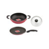 UCOOK Nonstick Aluminium Induction Cookware Set - Red (Deep Kadai 240mm + Dosa Tava 250mm)