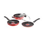 UCOOK Nonstick Aluminium Induction Nexa Spatter Cookware Set, Red