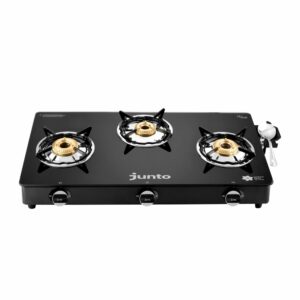 Junto Z Series 3 Burner Gas Stove , Glass Cooktop, Black