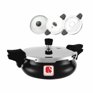 Salford Xpert 3L Hard Anodised 3-in-1 Outer Lid Pressure Cooker , Induction Compatible , Black