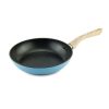 Salford Dusty Blue Non-Stick Frypan 240 MM , Wooden Handle , Induction Compatible