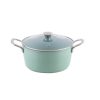 SALFORD Green Forged Ceramic Casserole 240 MM with Glass Lid, Stainless Steel Tubular Handle , Induction Compatible