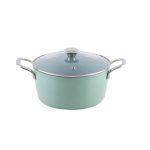 SALFORD Green Forged Ceramic Casserole 240 MM with Glass Lid, Stainless Steel Tubular Handle , Induction Compatible
