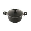 Salford Black Spatter Non-Stick Casserole 240 MM with Glass Lid, Bakelite Handle , Induction Compatible
